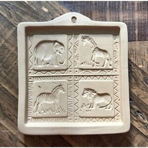 Brown Bag Cookie Art 1997 Hill Design Safari Cut Apart Mold Lion Elephant Zebra
